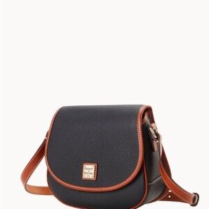 Dooney & Bourke Black and Tan Pebble Grain Saddle Bag